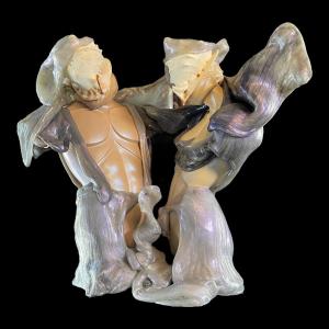 Remo Pintus 'couple With Shells' (97cm) Surrealist Fantasy Sculpture Polystirolo, 1970s